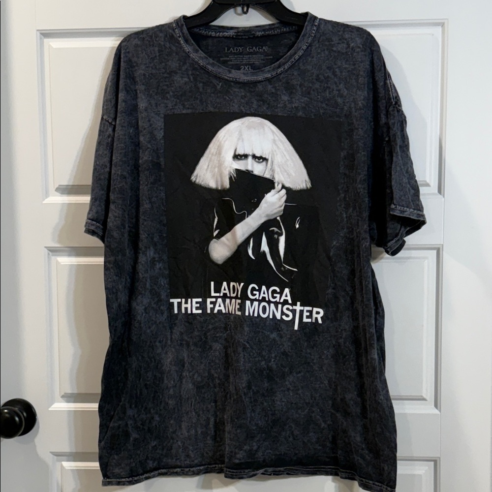 LADY GAGA acid washed Fame T-shirt 2XL NWOT